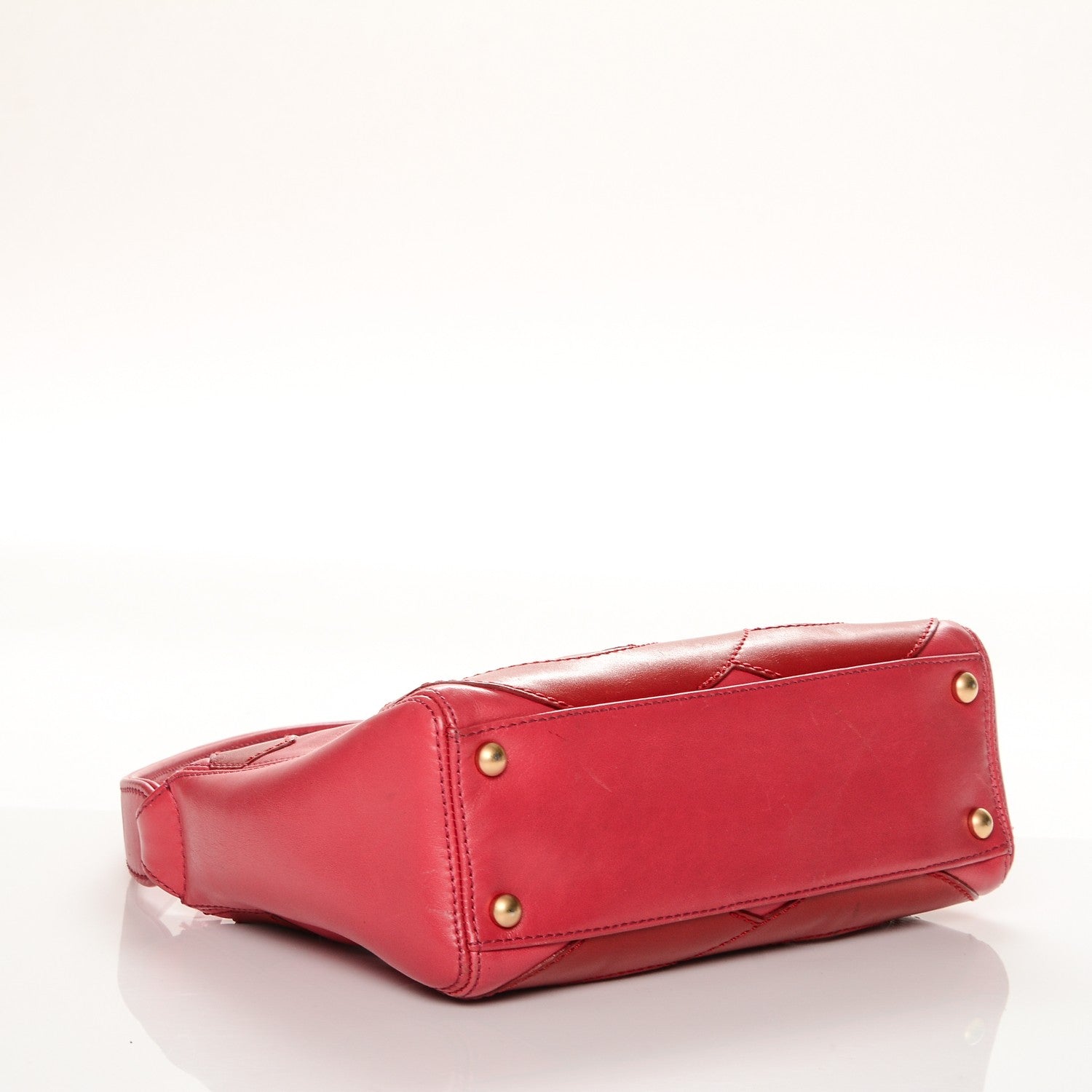 Chanel Lambskin CC Stitched Small Shoulder Bag Red Pink 4 of 13