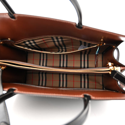 Burberry Calfskin Vintage Check Medium Two Handle Title Bag Black 5 of 10