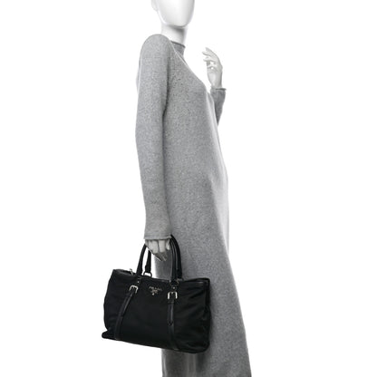 Prada Tessuto Nylon Soft Calf Small Tote Black 3 of 12