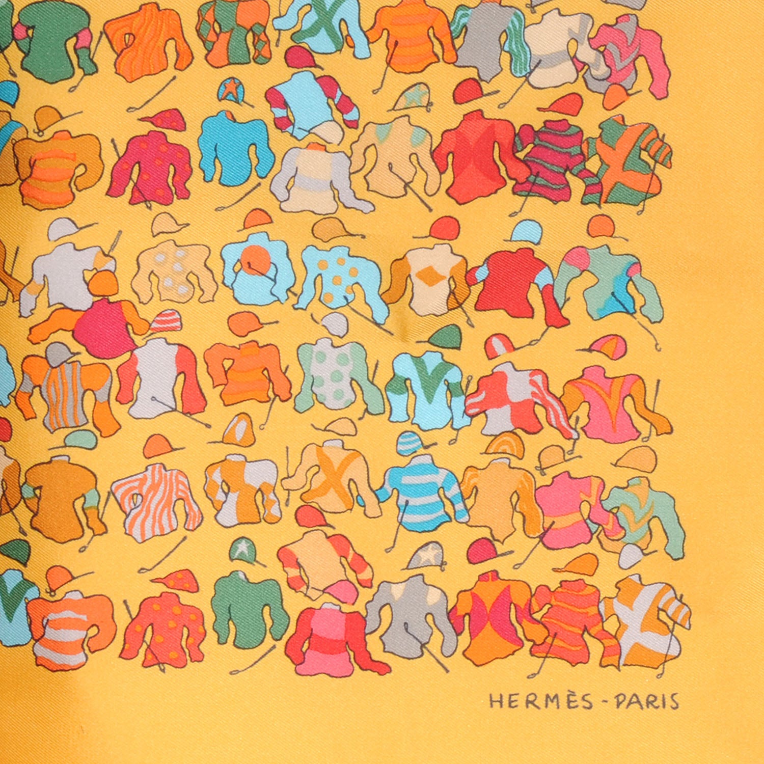 Hermes Silk Les Chevaux Se Rendent Au Depart Pocket Square Scarf 3 of 4