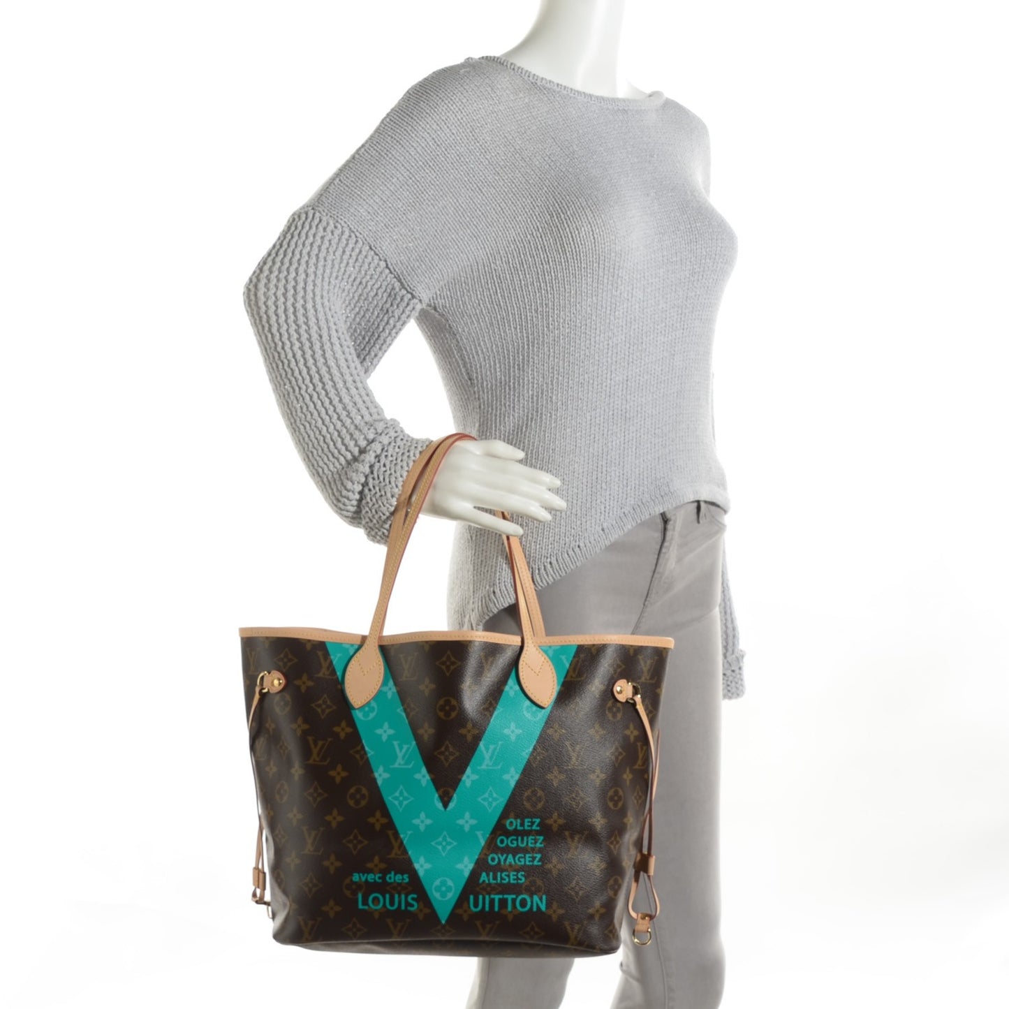 Monogram V Neverfull MM Turquoise