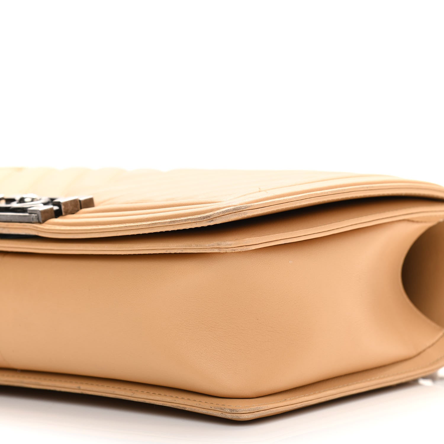 Chanel Calfskin Chevron Quilted New Medium Boy Flap Beige 9 of 15