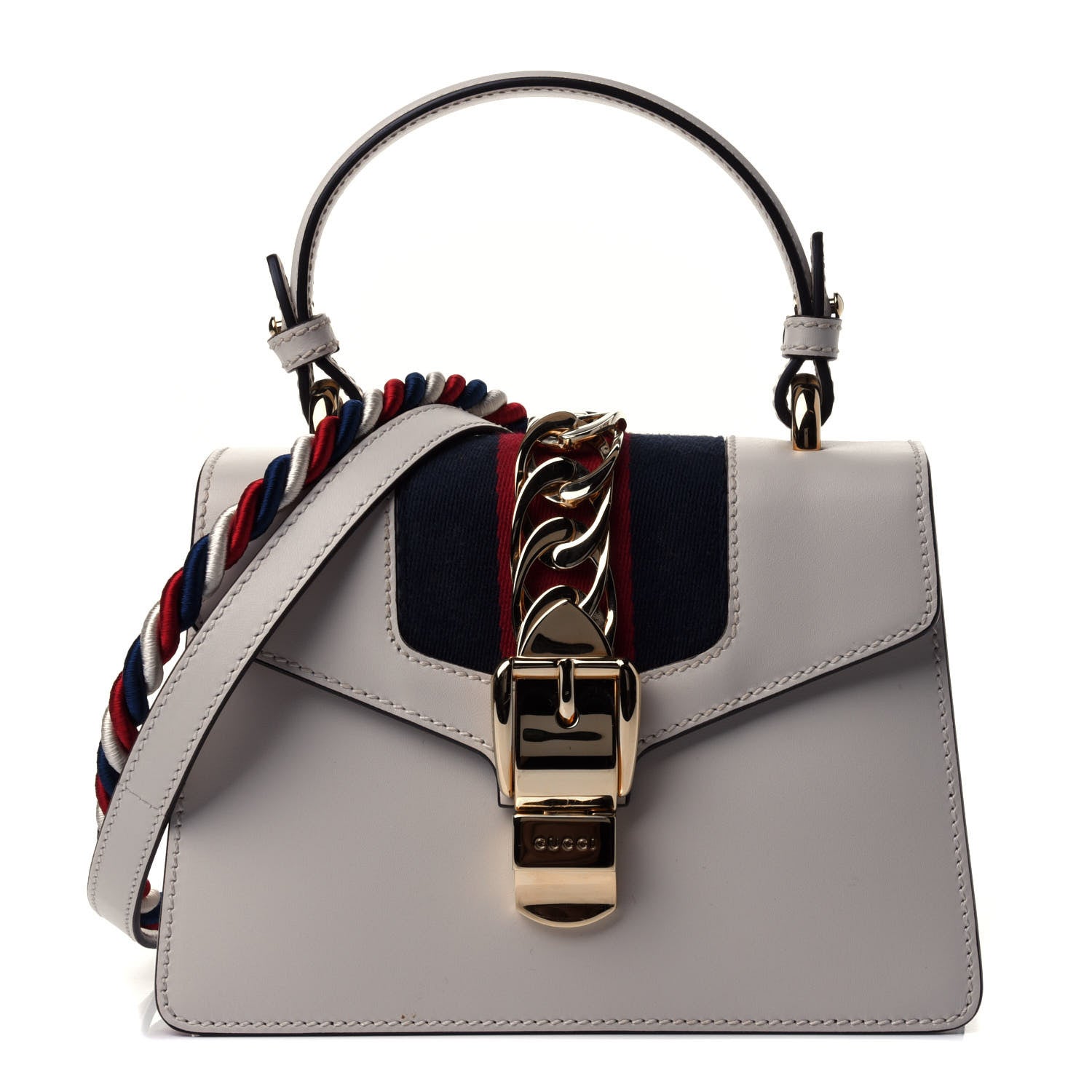 Gucci Calfskin Mini Sylvie Top Handle Bag White 1 of 4