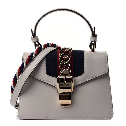 Gucci Calfskin Mini Sylvie Top Handle Bag White 1 of 4