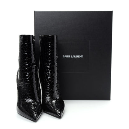 Saint Laurent Alligator Embossed Patent Calfskin Opyum 110 Ankle Boots 38 Black 11 of 11