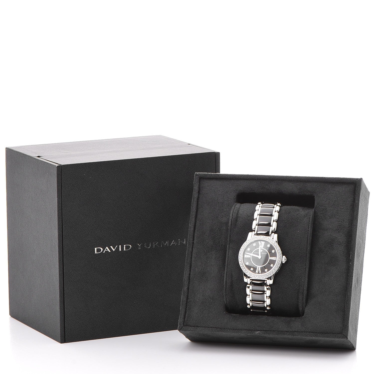 David Yurman Stainless Steel Ceramic Diamond Bezel 30mm Classic Quartz Watch Black 8 of 8