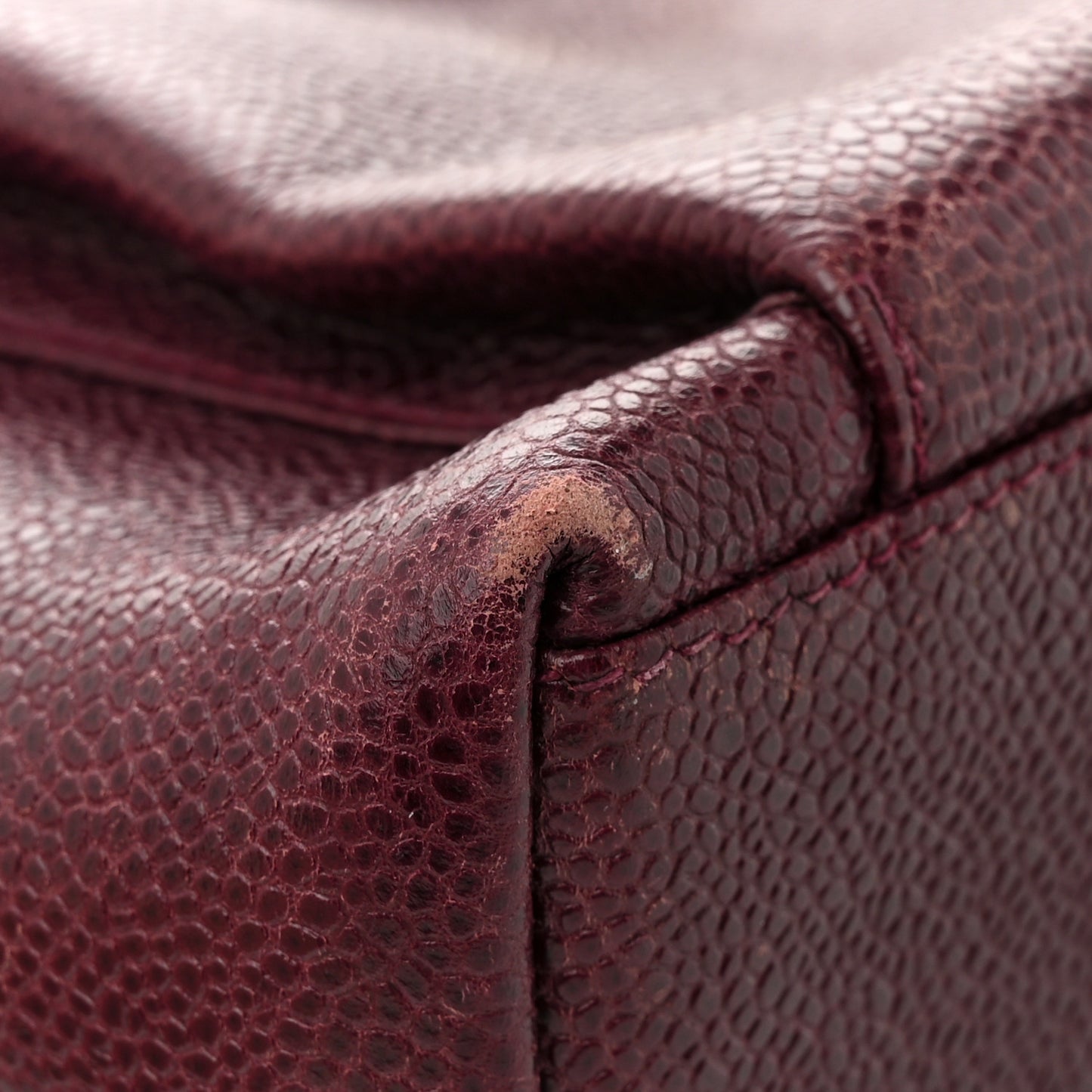 Caviar Flap Shoulder Bag Burgundy