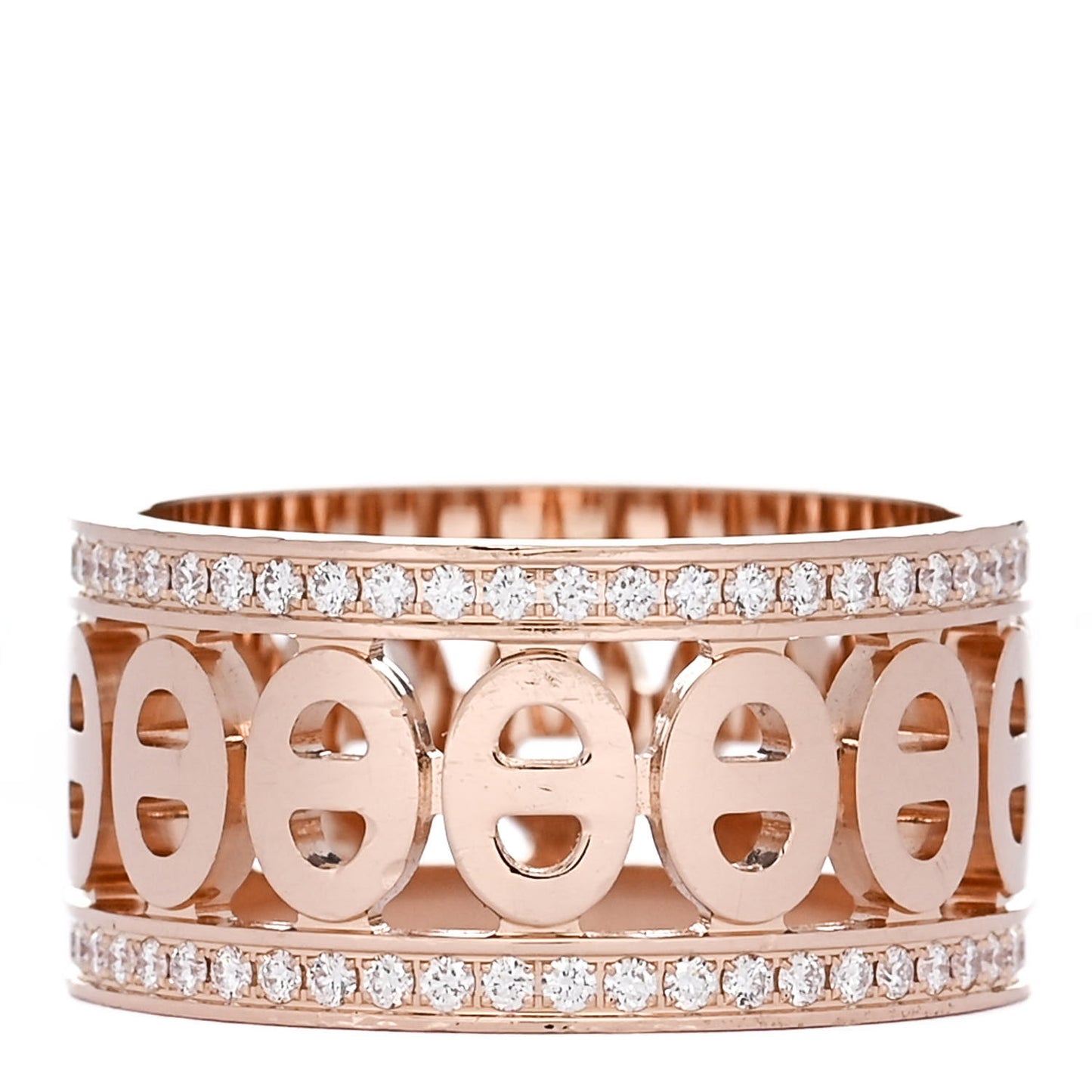 18K Rose Gold Diamond PM Chaine d'Ancre Divine Ring 49 5