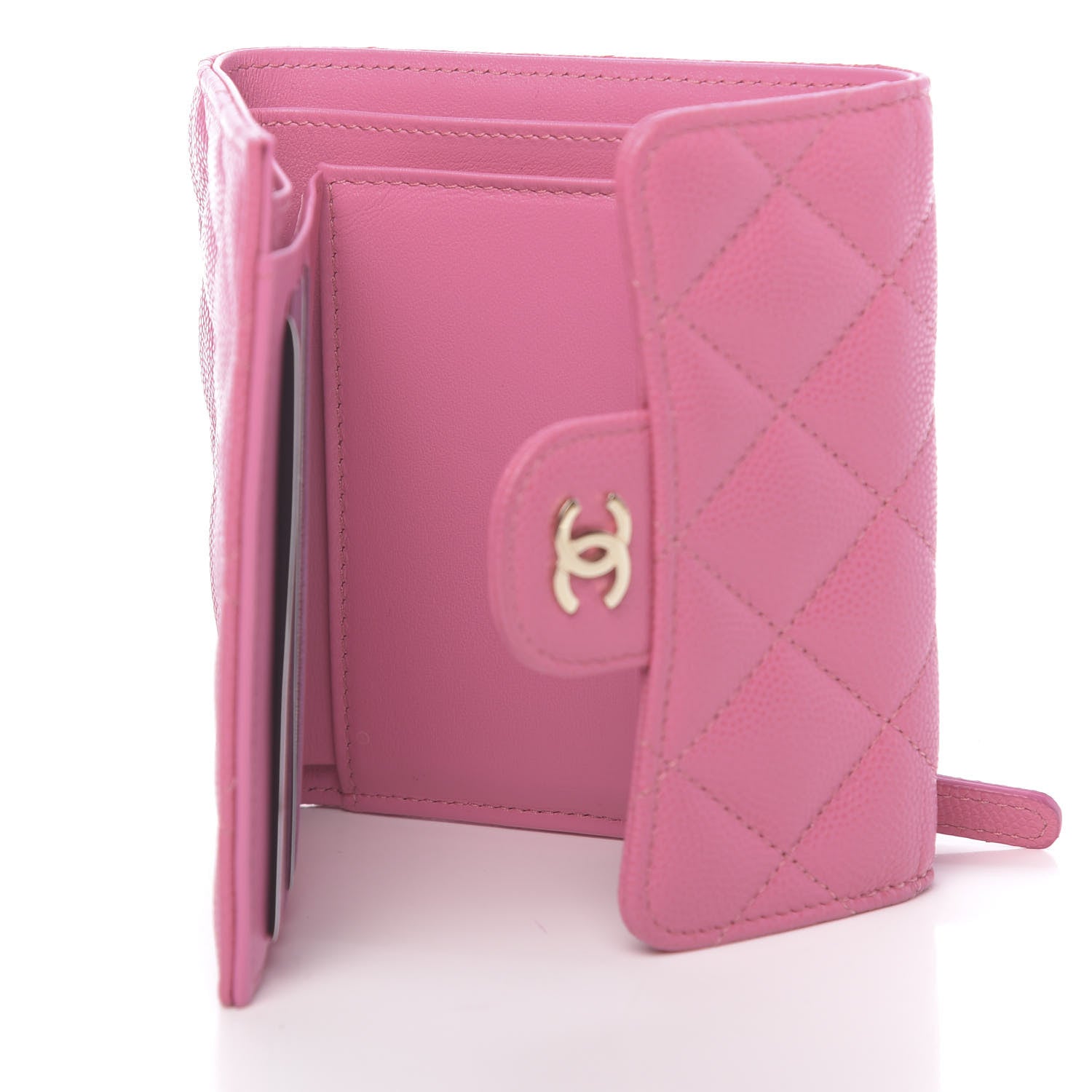 Chanel Caviar Quilted Compact Flap Wallet Pink 5 of 8