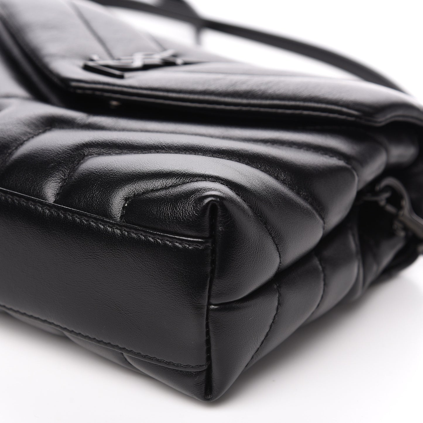 Calfskin Y Quilted Monogram Toy Loulou Crossbody Bag Black
