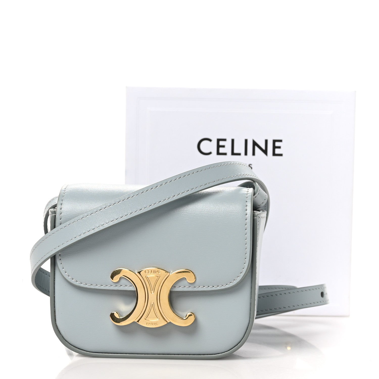 Celine Shiny Calfskin Mini Triomphe Ice Blue 11 of 11