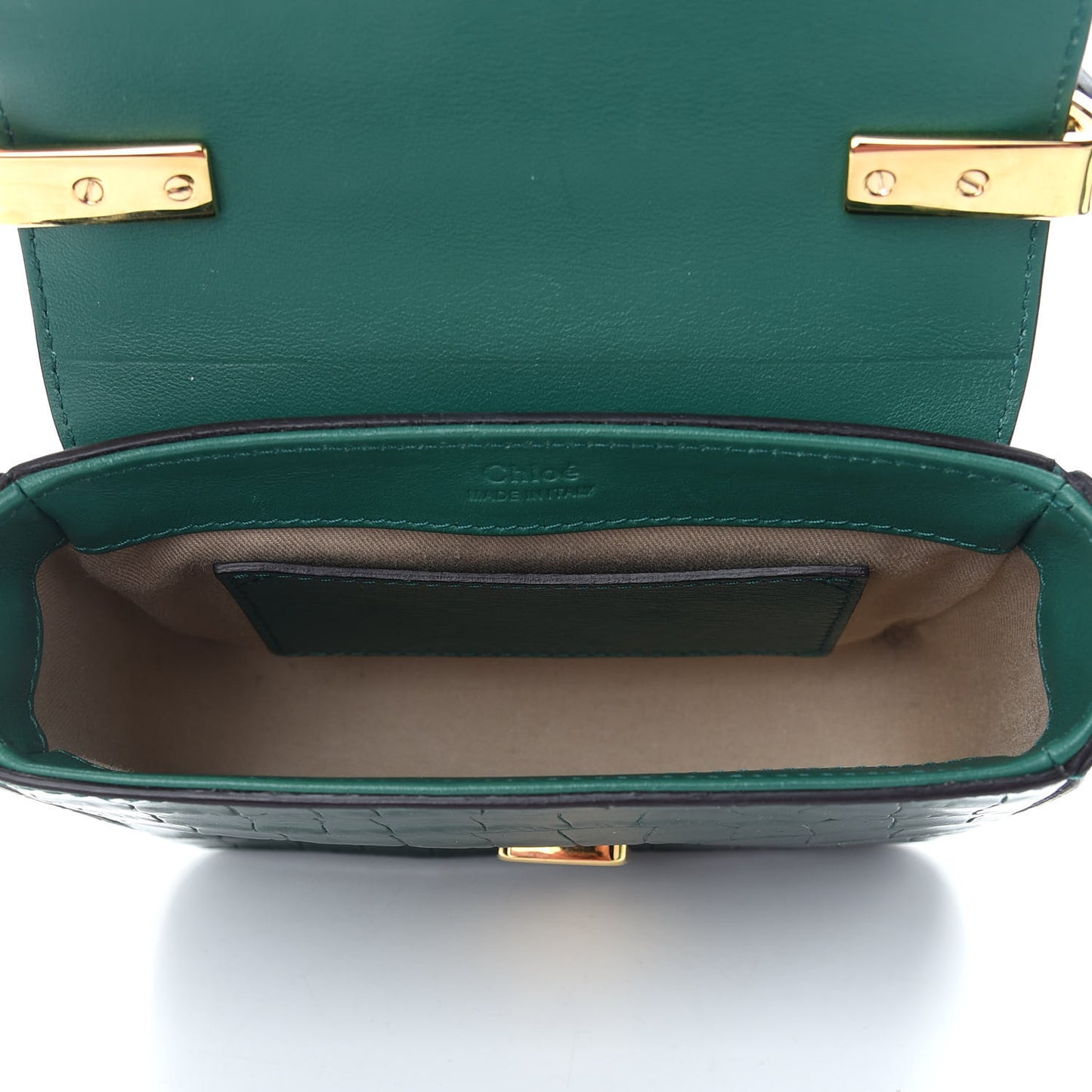 Calfskin Crocodile Embossed Mini C Double Carry Woodsy Green
