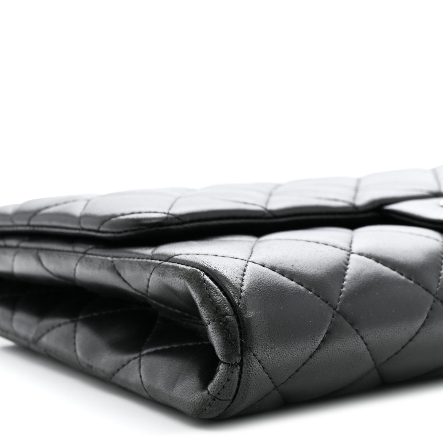 Lambskin Quilted Clutch With Chain Flap Black