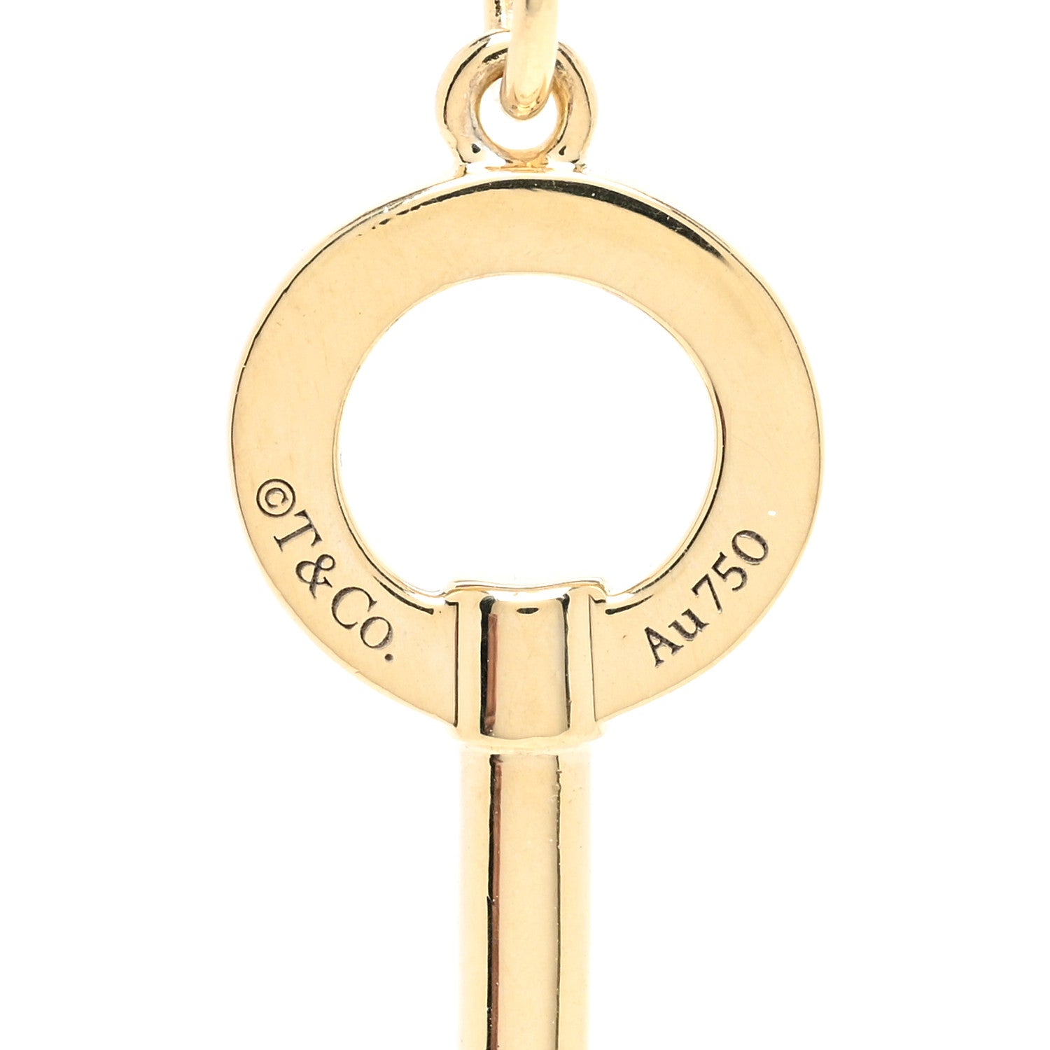Tiffany 18K Yellow Gold Mini Modern Keys Open Round Key Pendant