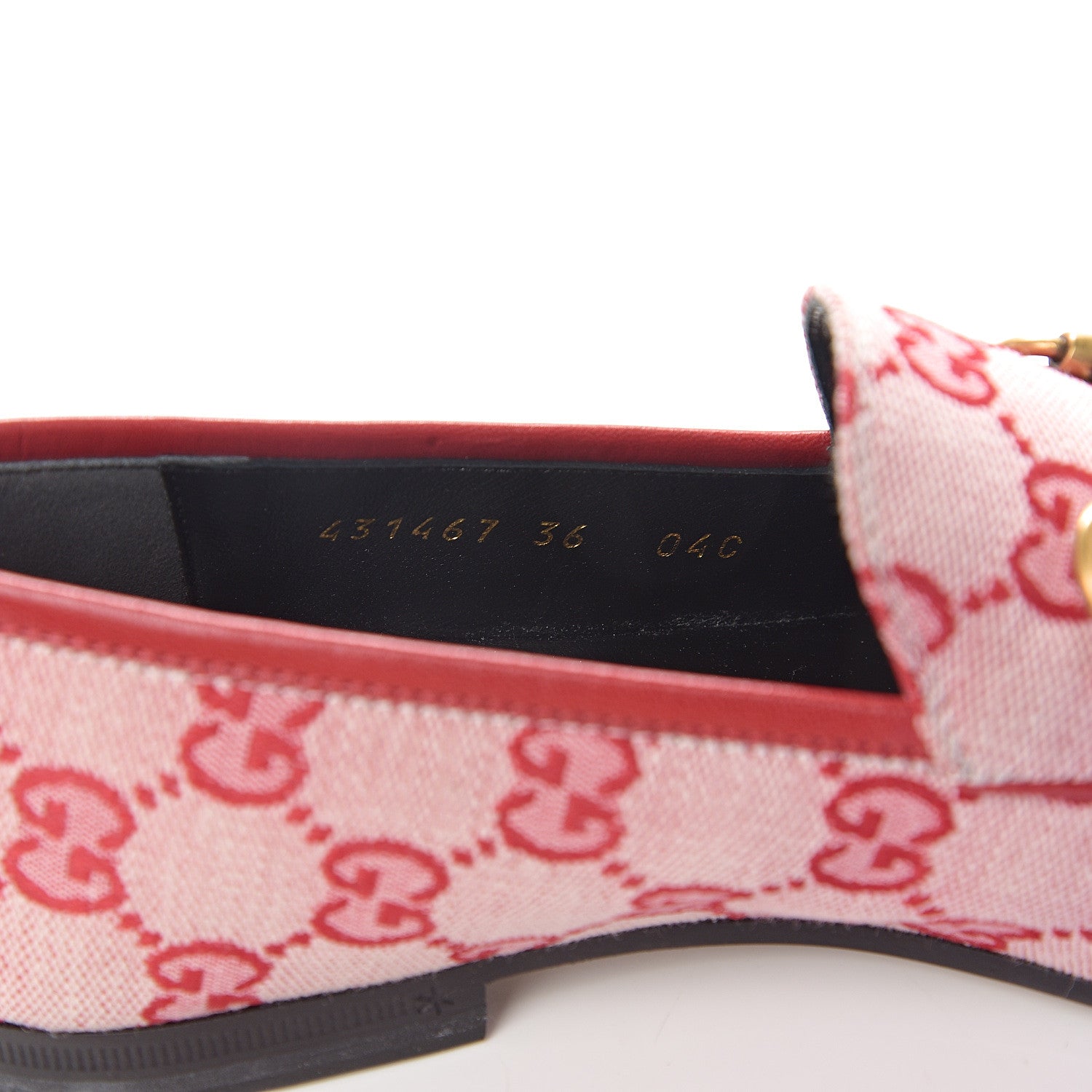 Gucci Canvas GG Monogram Horsebit Womens Jordaan Loafers 36 Gardenia Hibiscus Red 7 of 10