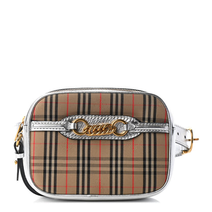 Burberry Metallic Smooth Calfskin 1983 Knight Check Link Bum Bag Silver 1 of 8