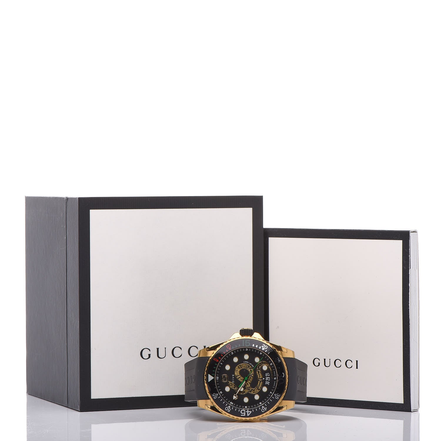 Gucci Stainless Steel Rubber 45mm Dive Snake Quartz Watch Black 7 of 7