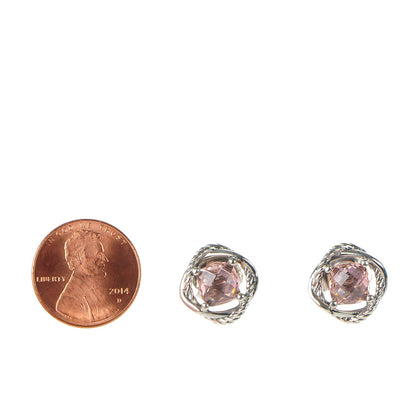 David Yurman Sterling Silver Morganite 7mm Infinity Earrings 2 of 6