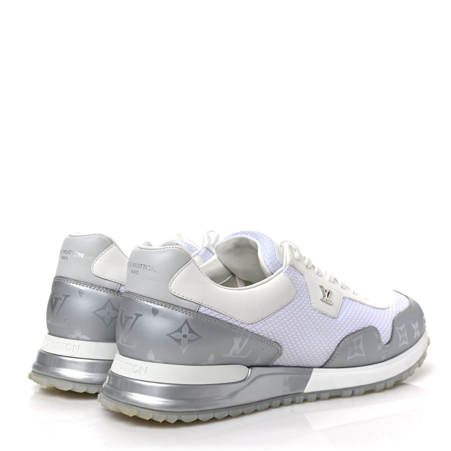 Technical Mesh Metallic Monogram Mens Run Away Sneakers 9 White