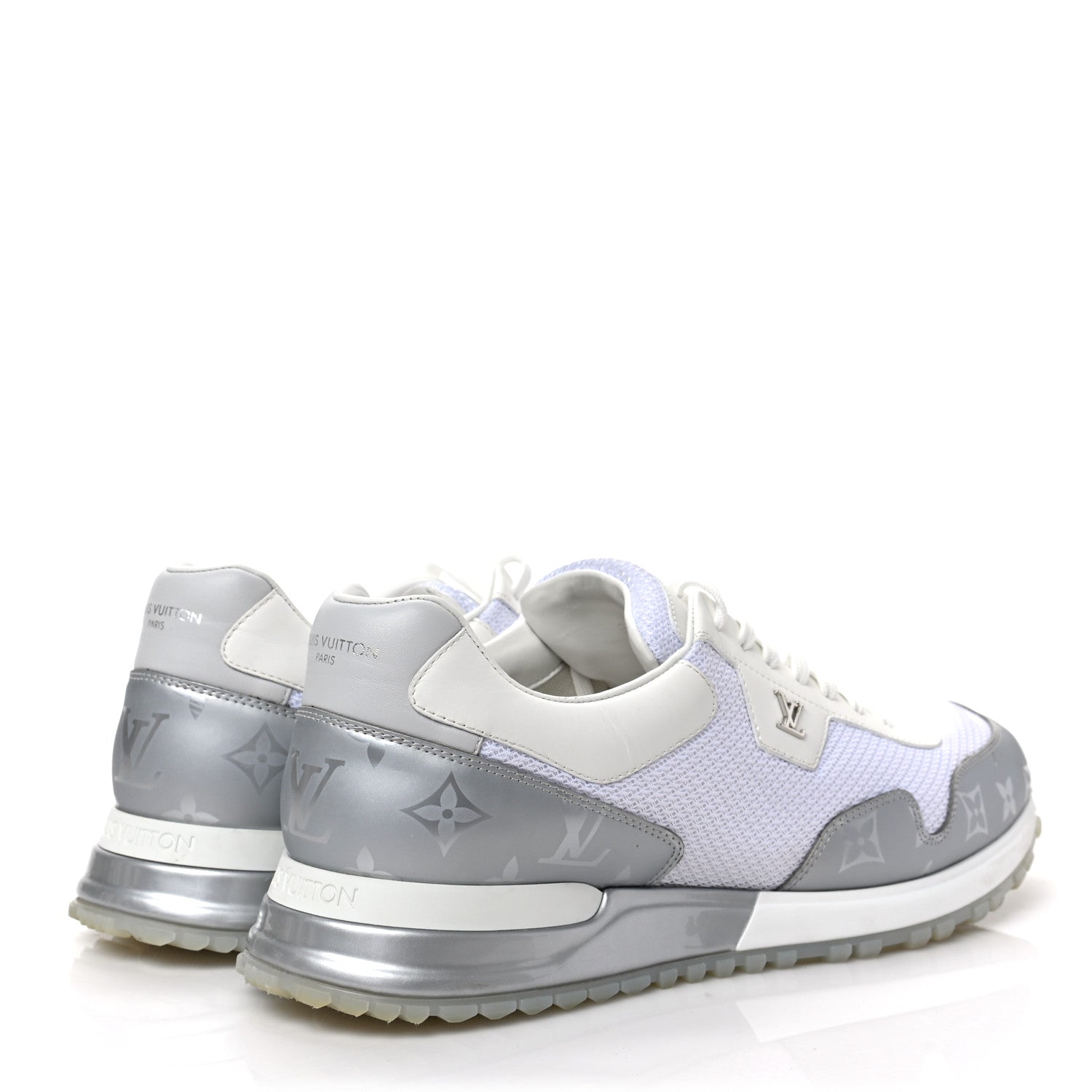 Louis Vuitton Technical Mesh Metallic Monogram Mens Run Away Sneakers 9 White 4 of 8