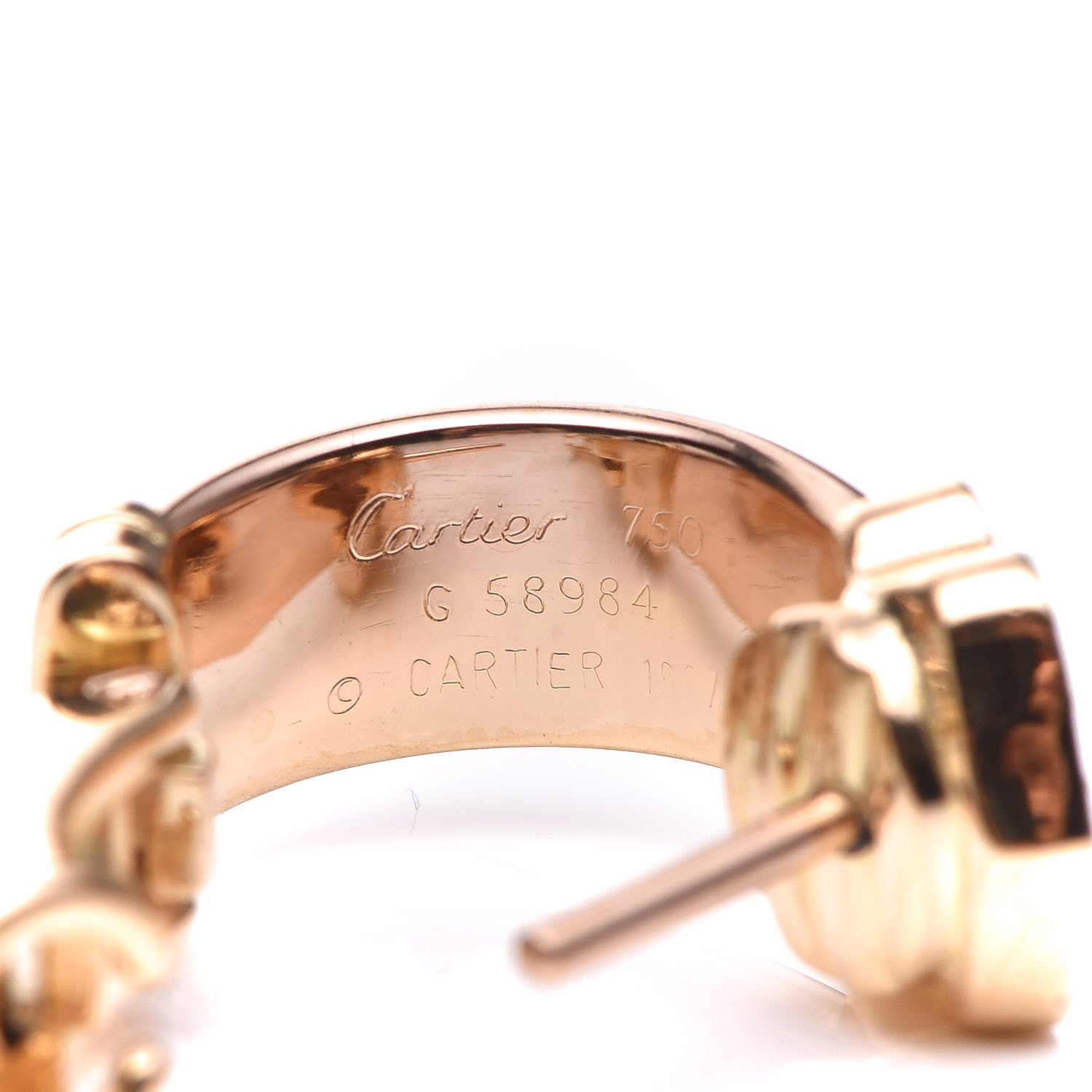 Cartier 18K Yellow White Pink Gold Diamond C De Earrings 4 of 5