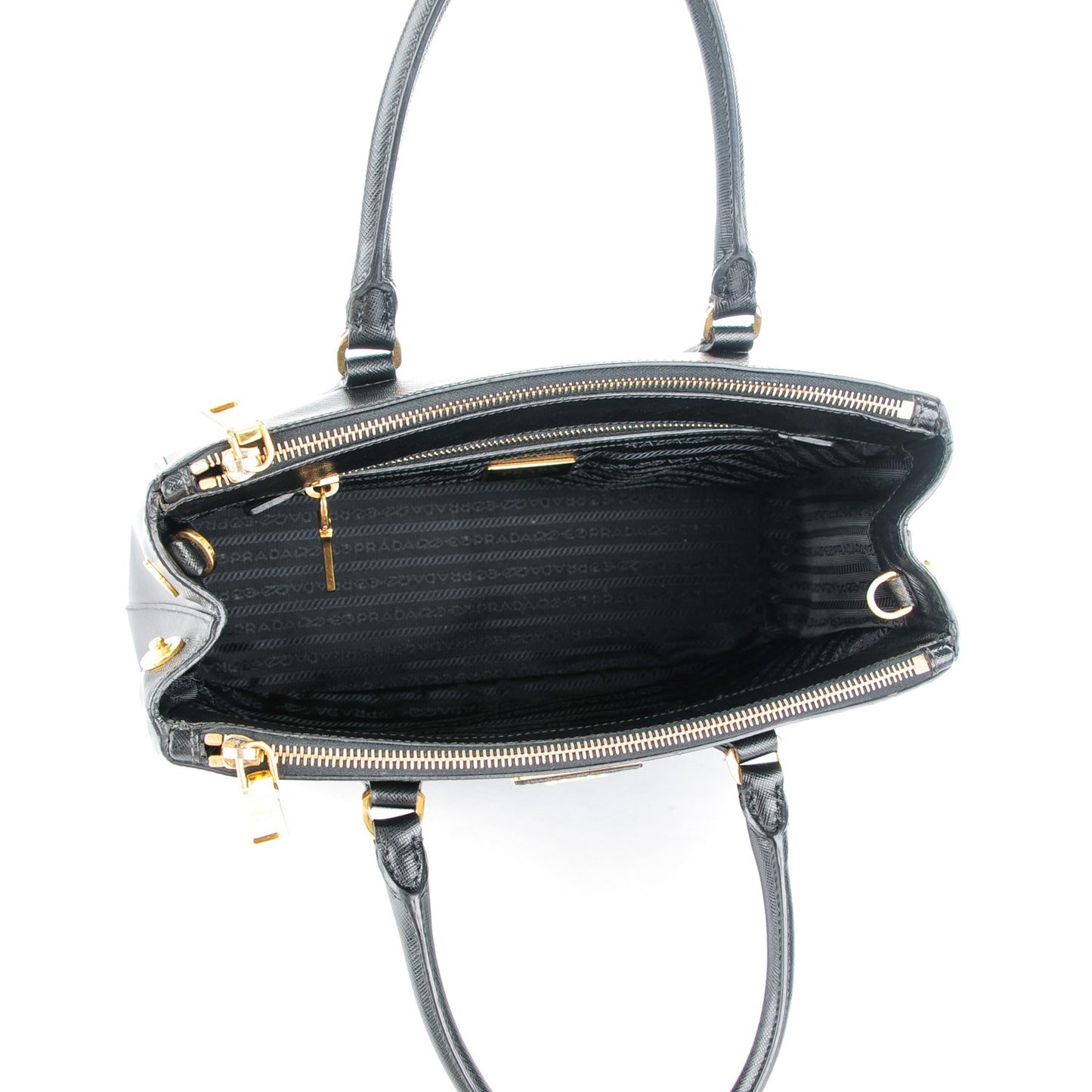 Saffiano Small Galleria Double Zip Tote Black