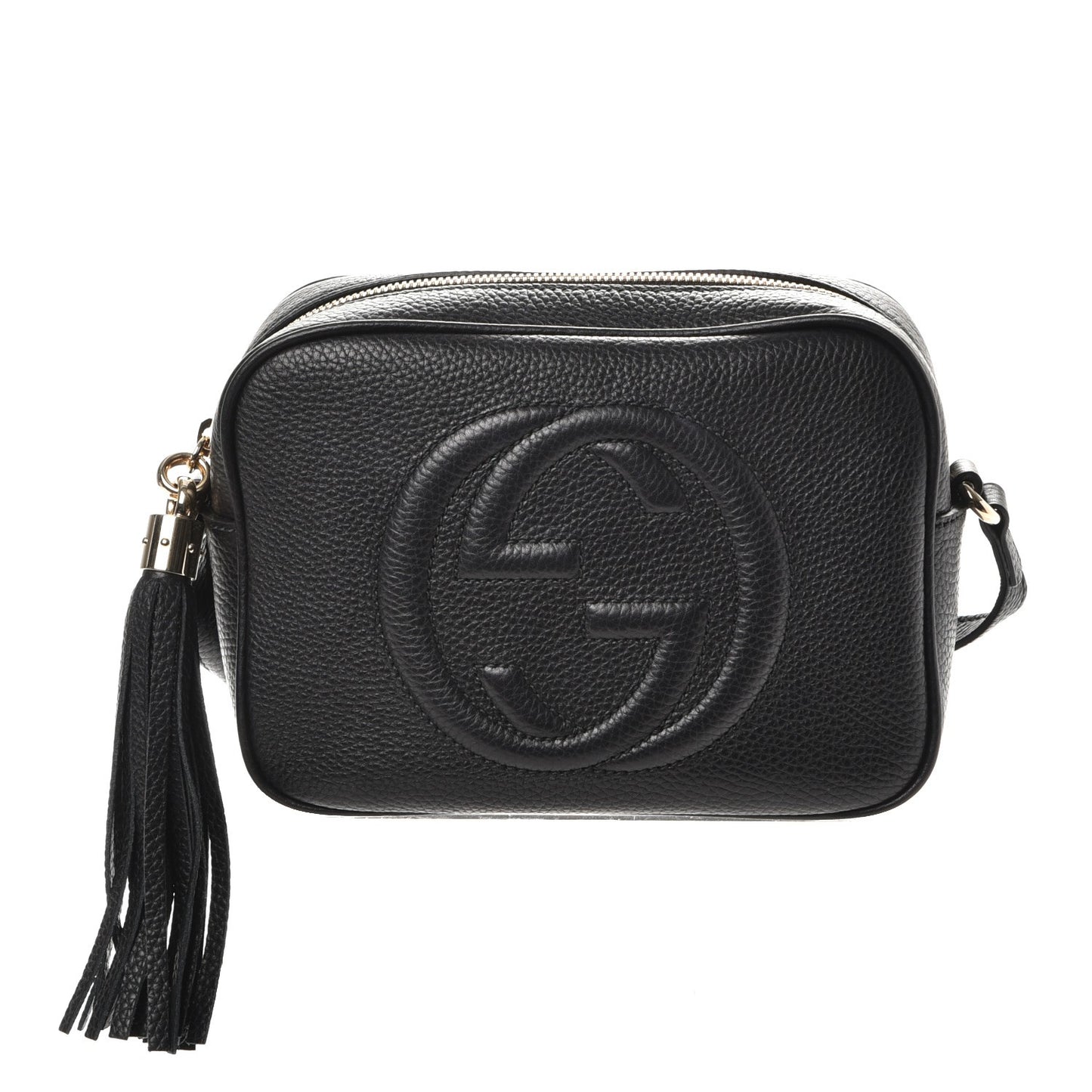 Pebbled Calfskin Small Soho Disco Bag Black