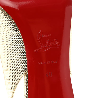 Christian Louboutin Metallic Calfskin Snakeskin Effect Kate Lace-Up 85 Pumps 40 Gold 6 of 7