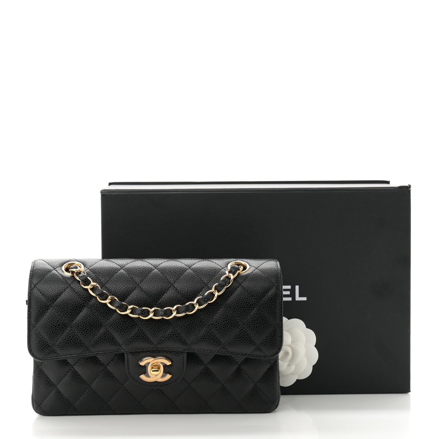 Caviar Quilted Small Double Flap Black