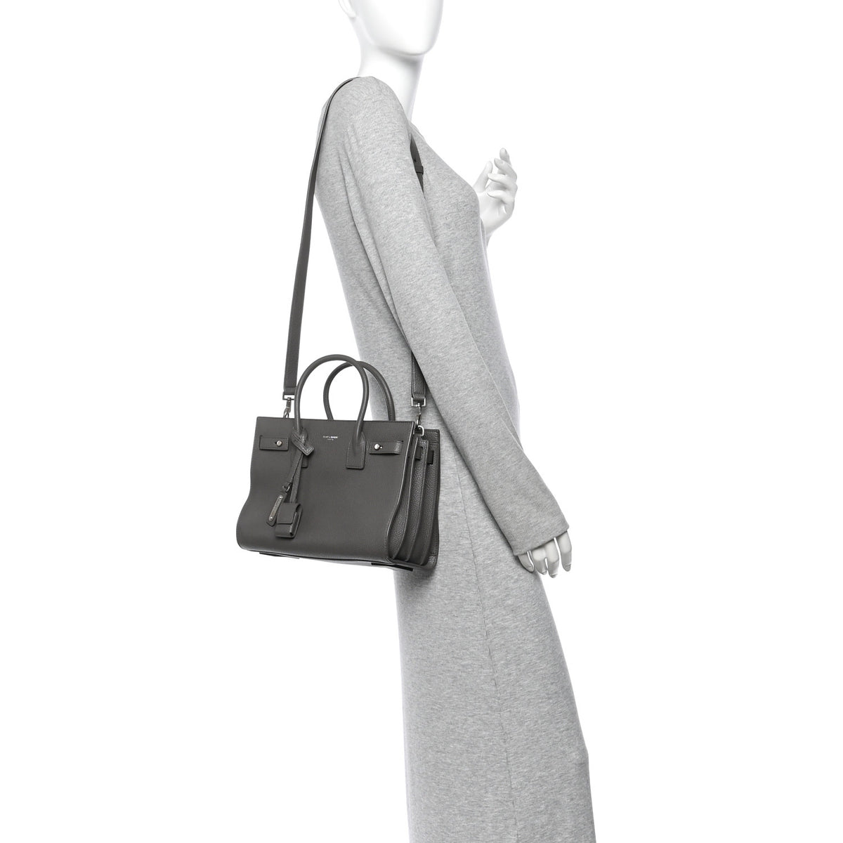 Saint Laurent Grained Calfskin Baby Supple Sac De Jour Fog 2 of 13