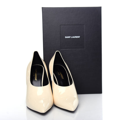 Saint Laurent Patent Calfskin Teddy High Vamp 105 Pumps 37.5 White 11 of 11