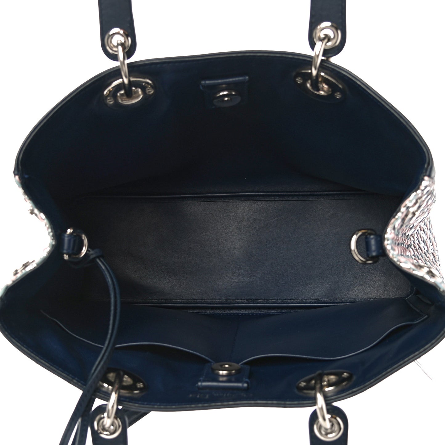 Smooth Calfskin Medium Embellished Diorissimo Bag Navy Multicolor