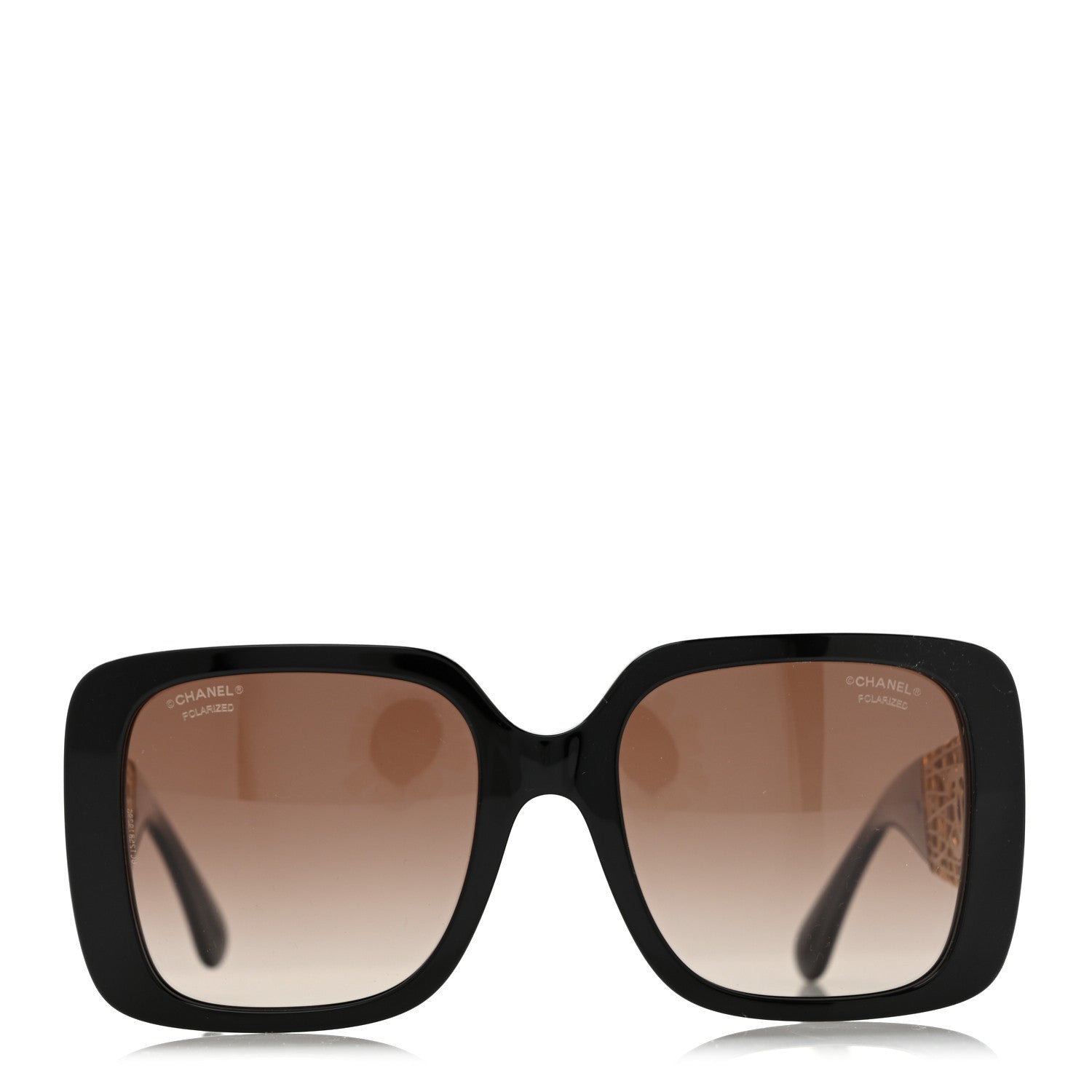 Chanel Acetate Metal Polarized Square Sunglasses 5532 Black