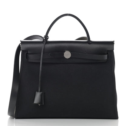 Hermes Military Toile Vache Hunter Herbag Zip PM 31 Black 3 of 17