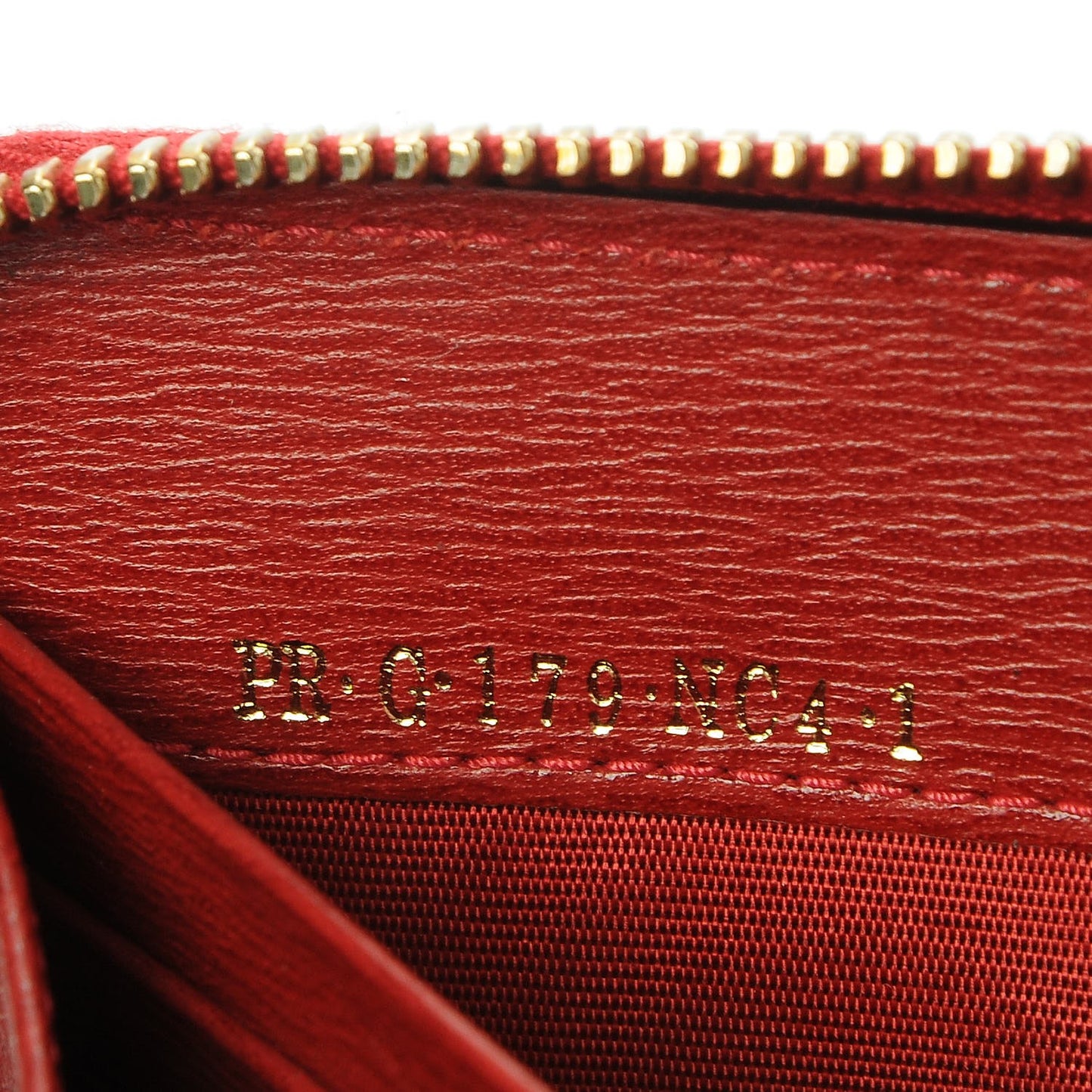 Textured Calfskin Logo Zip Around Wallet Red