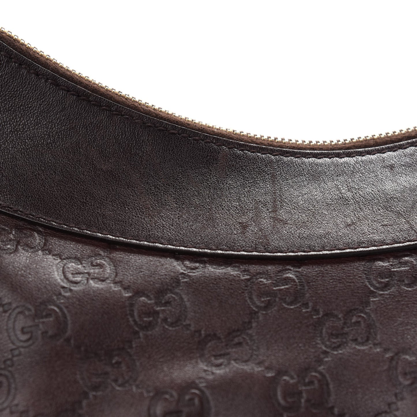 Guccissima Large D Gold Ring Hobo Chocolate Brown