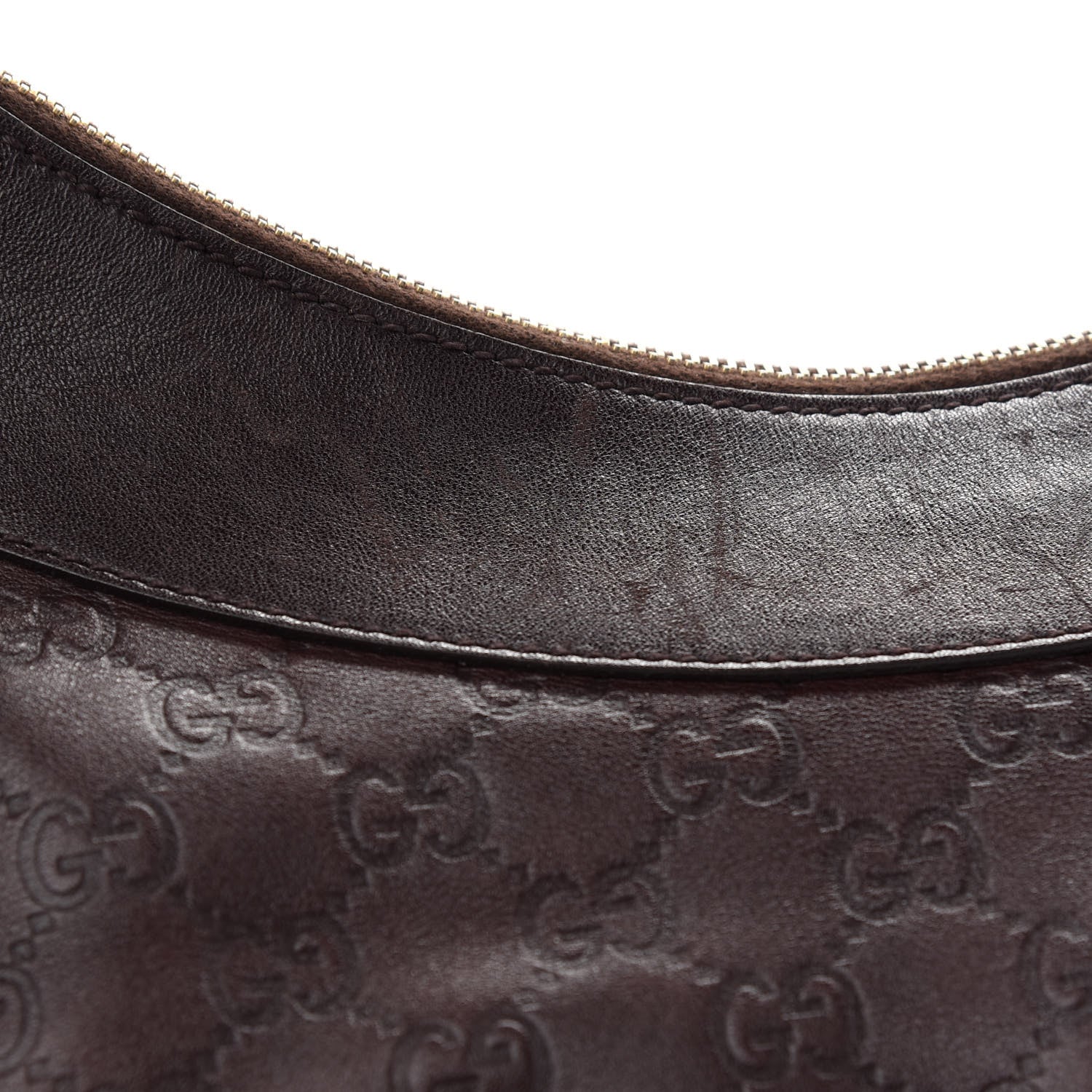Gucci Guccissima Large D Gold Ring Hobo Chocolate Brown 13 of 15