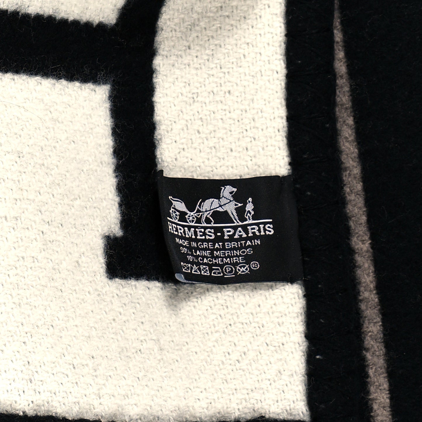 Wool Cashmere Avalon III Blanket Ecru Black