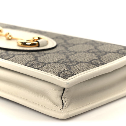 Gucci GG Supreme Monogram Azalea Calfskin Horsebit 1955 Wallet On Chain Beige Ebony Mystic White 10 of 10