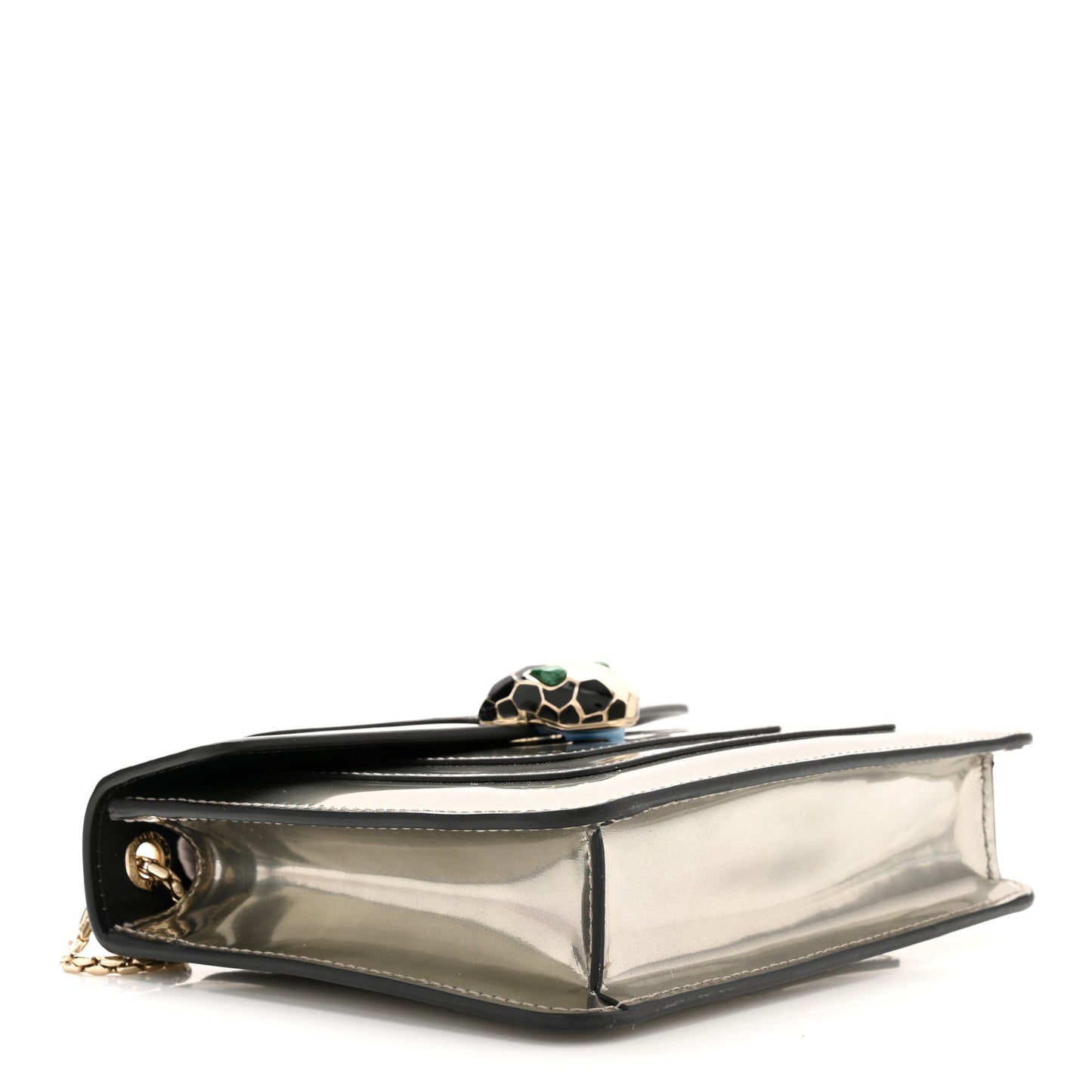 Metallic Calfskin Small Serpenti Forever Snake Strap Crossbody Bag Silver