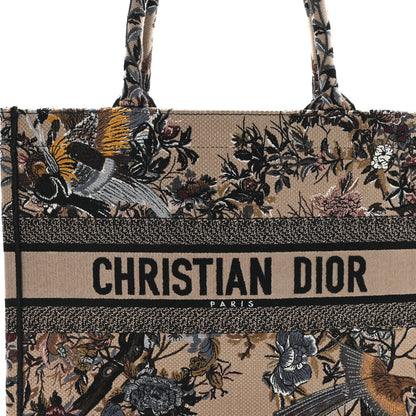 Christian Dior Canvas Embroidered Jardin D'Hiver Medium Book Tote Beige Multicolor 8 of 10