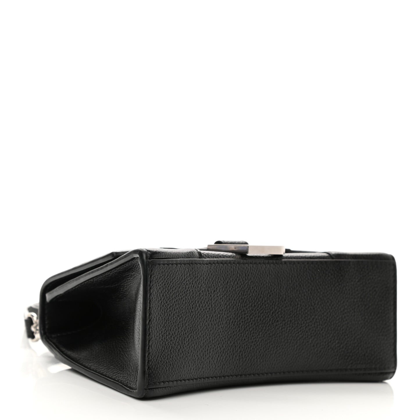Grained Calfskin Hourglass Top Handle Bag XS Black
