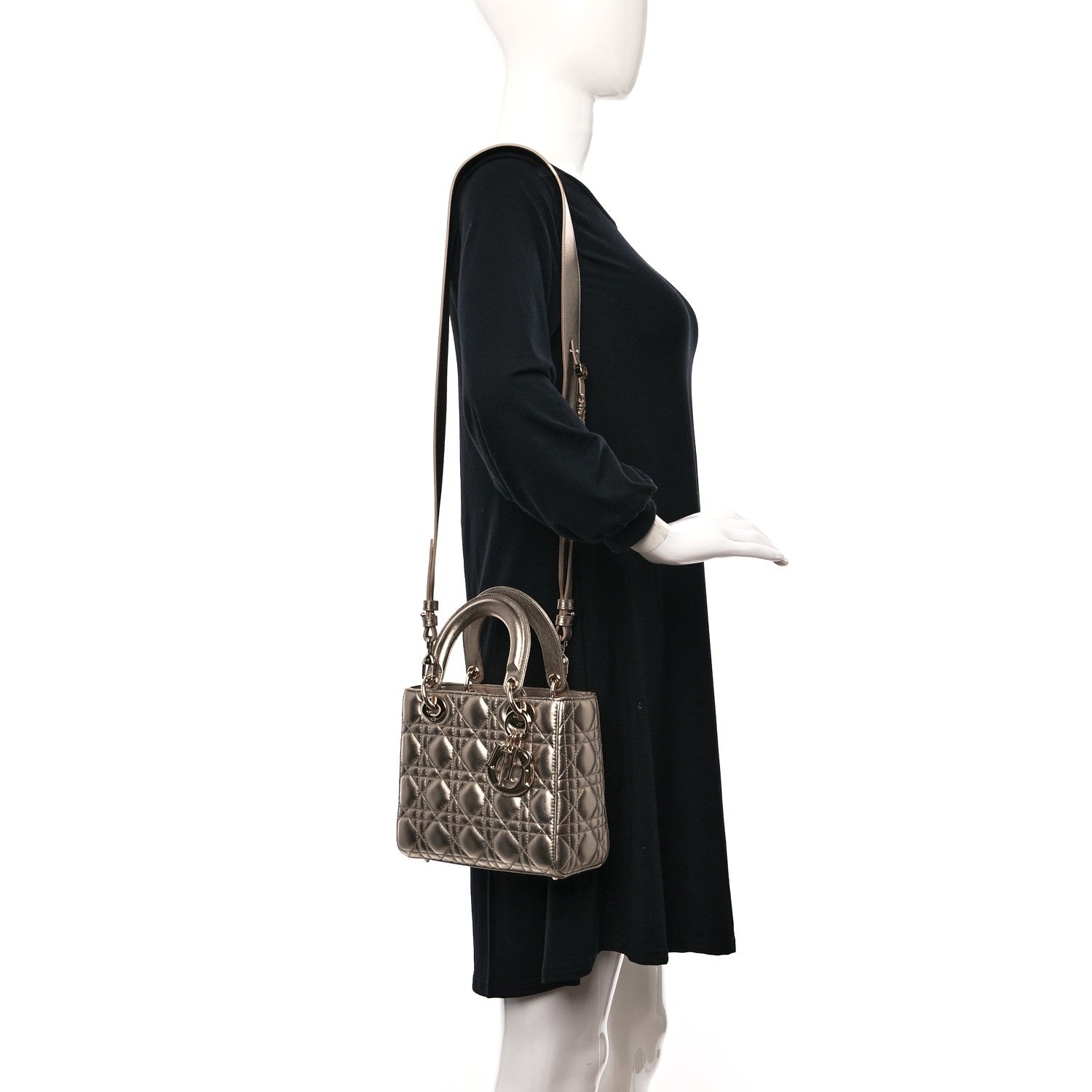 Christian Dior Metallic Lambskin Cannage Small My ABCDior Lady Dior Gold 2 of 10