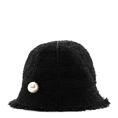 Chanel Tweed Pearl Bucket Hat 58 Black 5 of 9