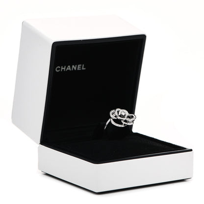 Chanel 18K White Gold Diamond Fil de Camelie Ring 49 5 7 of 7