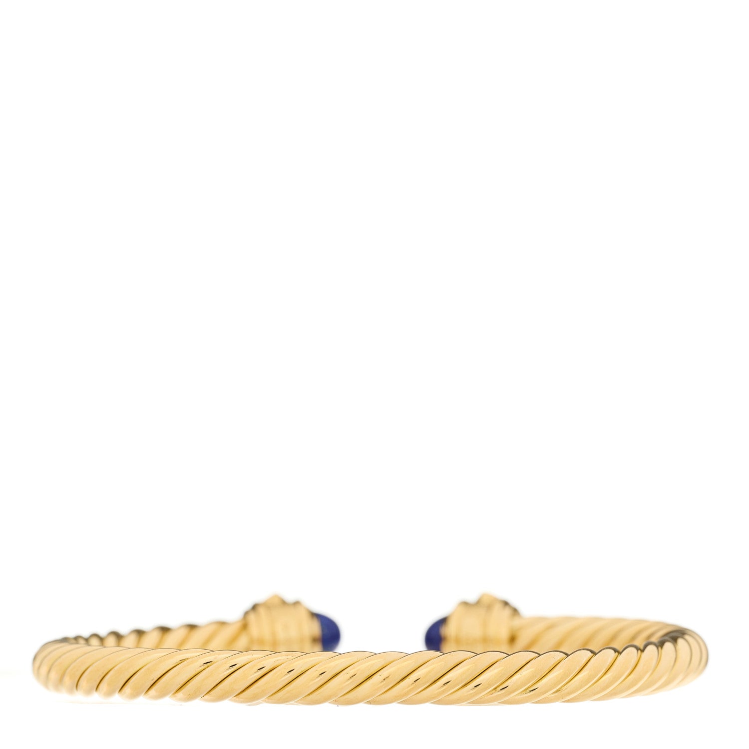 David Yurman 18K Yellow Gold Lapis Lazuli Hampton Blue Topaz 5mm Cable Renaissance Bracelet 2 of 3