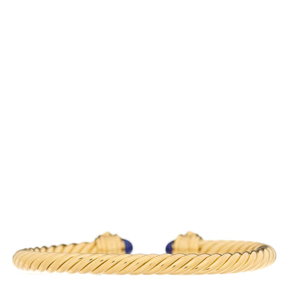 David Yurman 18K Yellow Gold Lapis Lazuli Hampton Blue Topaz 5mm Cable Renaissance Bracelet 2 of 3