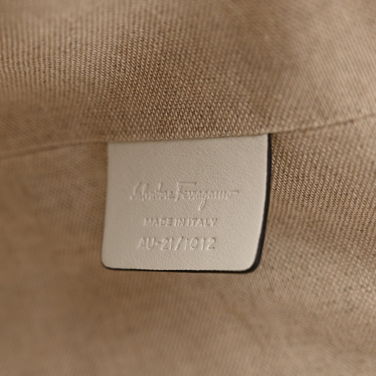 Canvas Calfskin Gancini Tote White Beige