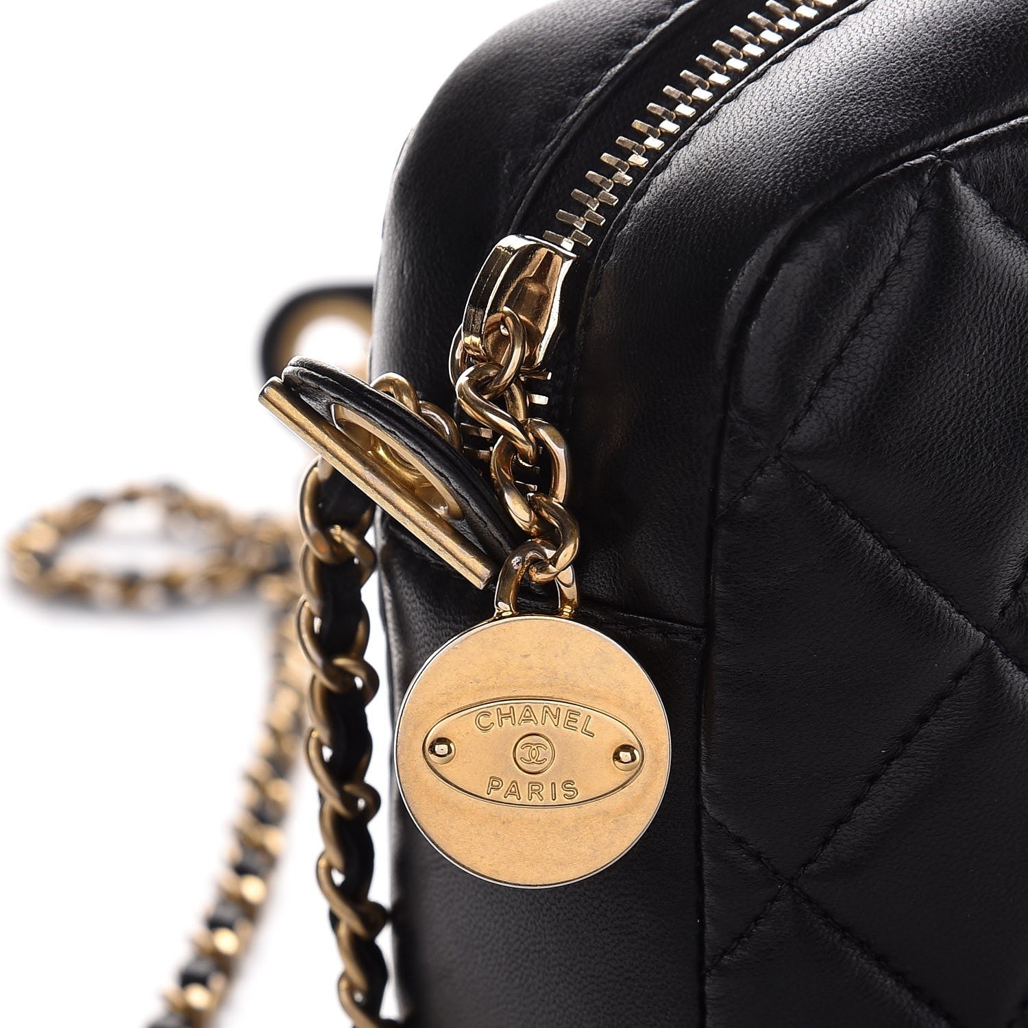 Chanel Lambskin Quilted Small Diamond CC Camera Case Black 8 of 11