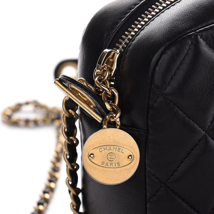 Chanel Lambskin Quilted Small Diamond CC Camera Case Black 8 of 11